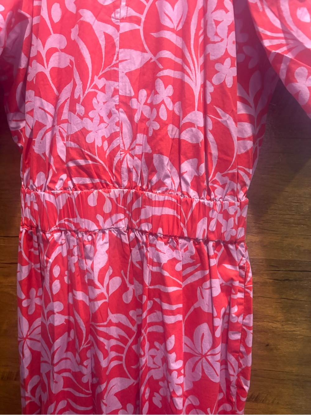 Voyageur Mersea Hedy Tropical red Floral Puff Sleeve Tiered Midi - Picture 5 of 10